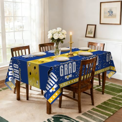 6 Pack Disposable Plastic Tablecloth 54" x 108" Blue Class of 2026 Grad Party Table Cloths Disposable for 6 to 8 Foot Tables Graduation Party Indoor or Outdoor (Graduation Blue)