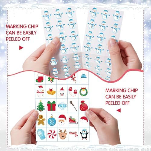 Blosssound Snowman Christmas Bingo Game for 24 Players, Holiday Party