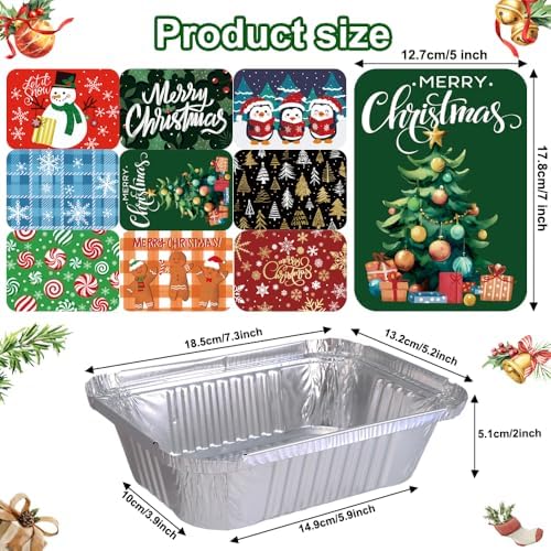 DIYDEC 36PCS Christmas Foil storage Containers Aluminum Food Tin with Lids