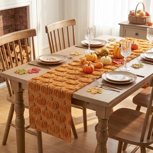 Artoid Mode Caramel Soft Faux Fur Fall Table Runner 13x60 Inch