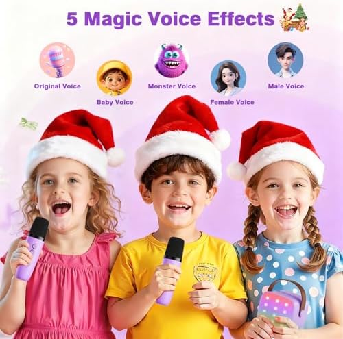 Mini Karaoke Machine with 2 Wireless Microphones, 2026 TOP Kids Portable Bluetooth Karaoke Machine for 3, 4, 5, 6, 7, 8, 9,10,11,12+Year Old, Christmas Birthday Gifts for Girls Boys Adults Home Party