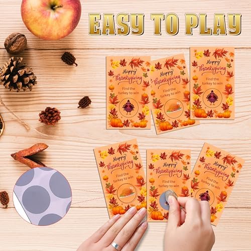 Thanksgiving Scratch Off Cards, Fun Thanksgiving Party Games, Turkey Scratch Cards For Prizes, Fall Harvest Party Congrats Raffle Tickets, Fall Lucky Draw Game For Adults, 50 Pack(10)