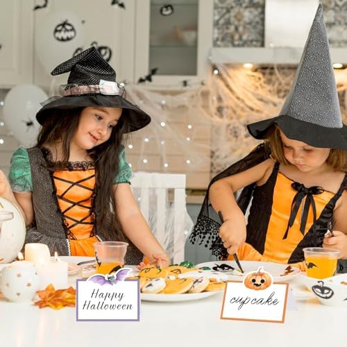 48 Pcs Halloween Buffet Food Labels, Halloween Themed Folded Place Cards