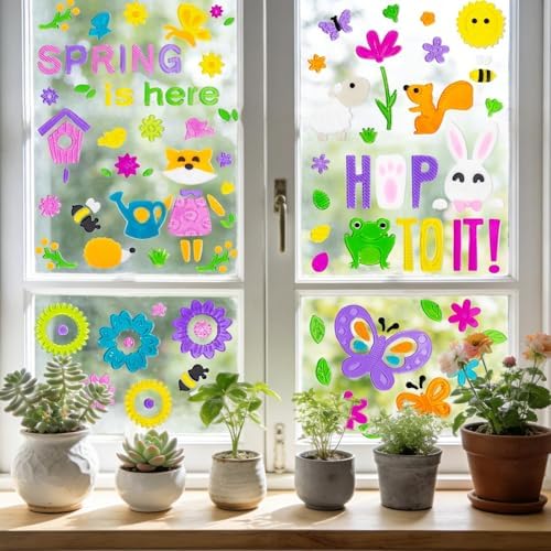 6 Pack Spring Window clings – Reusable Window Cling for Glass Windows