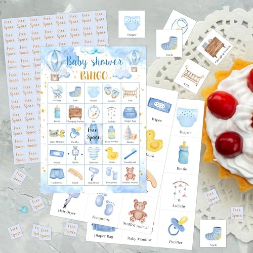 Baby Shower Bingo Game, Moon and Stars Bingo Cards Set, Pink Gender Reveal Party Bingo Supplies for Adults, Family Friends Activities Favors Decorations for 24 Player, 02