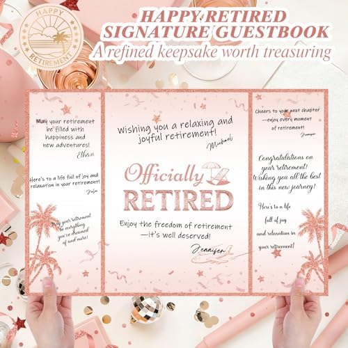 Thboxes Retirement Guest Book Alternative Signing Card, 18 X 12 in, Pink