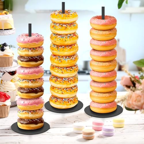 2 Pcs Metal Donut Display Stand Tower for Dessert Table, Black