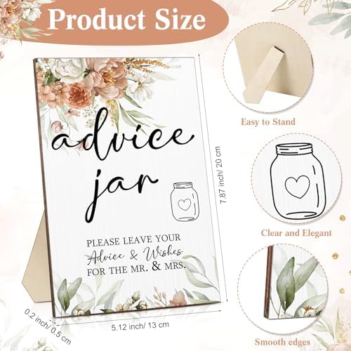 Sintuff 114 Pcs Boho Floral Wedding Advice Jar Cards for the Mr and Mrs