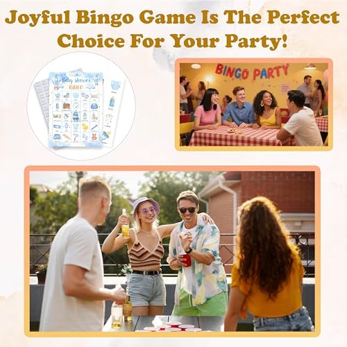 Baby Shower Bingo Game, Moon and Stars Bingo Cards Set, Pink Gender Reveal Party Bingo Supplies for Adults, Family Friends Activities Favors Decorations for 24 Player, 02