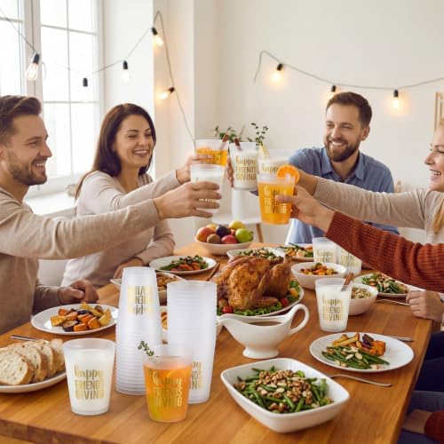 Tioncy 50 Pcs 16 oz Happy Friendsgiving Frosted Plastic Cups