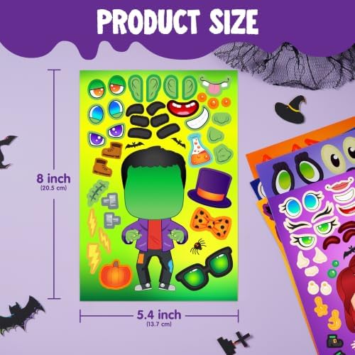 JOYIN 36 PCS Halloween Craft Stickers for Kids Party Favor, Make a Face Stickers with Designs Witch Vampire, DIY Craft Supplies for Halloween Party Game Classroom Activities Gift Goodies