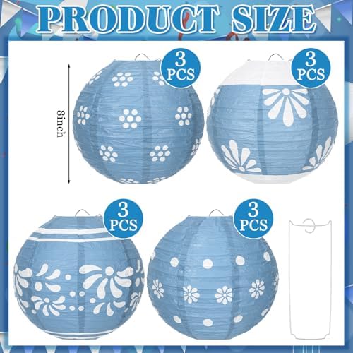 Baquler 12 Pcs Cielito Lindo Hanging Lanterns Decorations, Blue