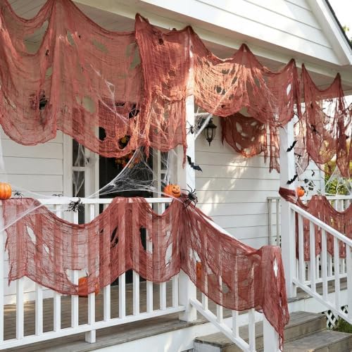 197"x71" Wine Red Creepy Cloth, Fine Mesh Halloween Cheesecloth Backdrop