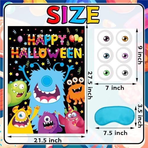 Halloween Games for Kids, Pin the Eye on the Monster Game Decorations