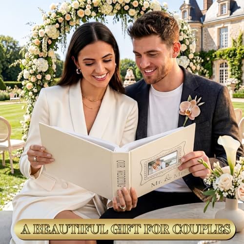Dunzoom Mr & Mrs Wedding Photo Album 200 Pcs 4x6 Leather Anniversary