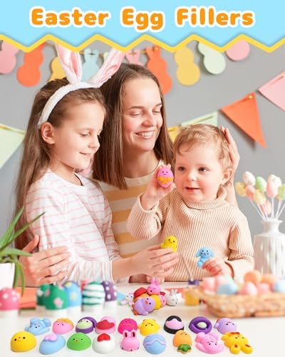 30 Pcs Easter Squishy Toys, Easter Basket Stuffers, Small Mini Toys Egg Fillers Stuffers, Non Candy Party Favors Classroom Gifts Prizes Treats Squishies for Boys Girls