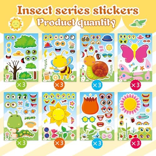 24 Sheets Make Your Own Stickers, Creative Game Stickers for Kid Toddlers