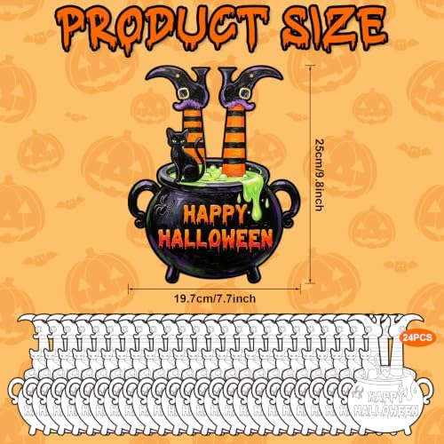 24 Pcs Halloween Coloring Wreath Crafts Color Your Own Witch Pot Crafts