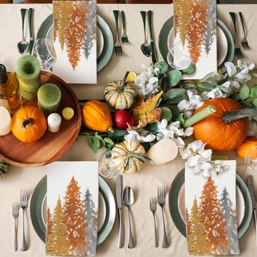 Seajan 200 Pcs Fall Tree Disposable Hand Towels Paper Guest Napkins