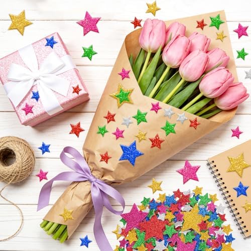 1032Pcs Foam Stickers Glitter Star Sticker Colorful Foam Stars Stickers
