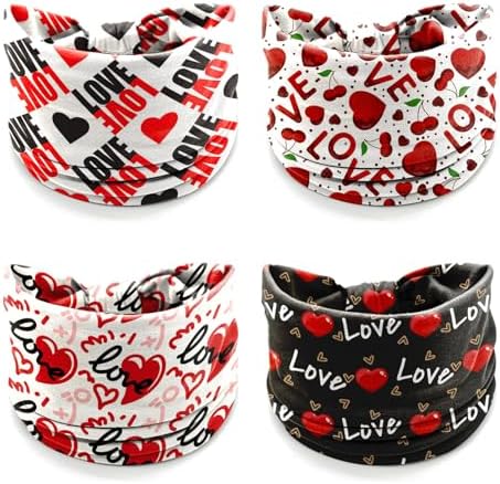 IDDFEVE 4Pcs Valentine's Day Headbands for Women - Red & Black Love Lettering Holiday Hair Bands, Festive Present Heart Hair Accessories