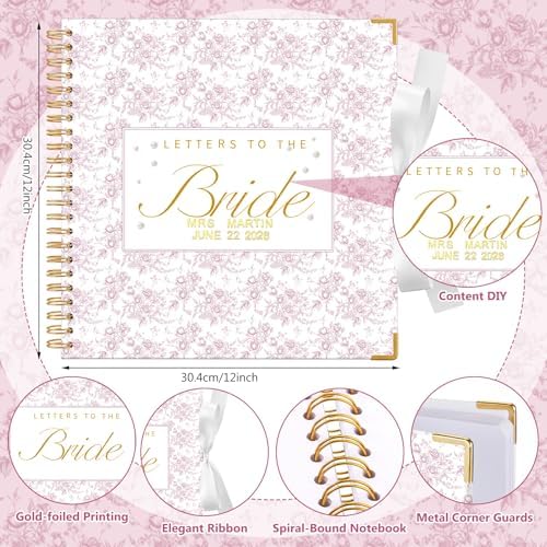 Humyoun Letters to Bride Scrapbook,12 X 12 Inch,Floral,Pink