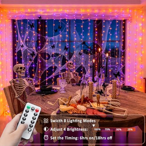 JMEXSUSS 200 LED USB Plug in Orange and Purple Halloween Lights