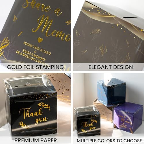 50Pcs Share a Memory Cards, Memory Box for Guest Ideas Celebration of Life Funeral Graduation Retirement Wedding Bridal Shower Birthday Anniversary, Purple