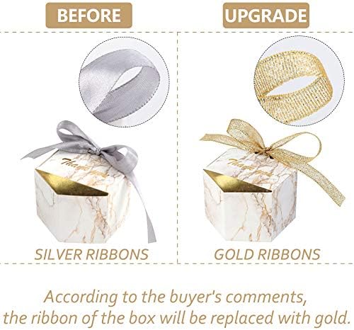 50 Pcs Wedding Favor Boxes, 3.15x1.6x2 In Wedding Gift Box for Candy, Gold