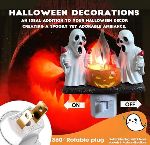 Torch Ghost Plug‑in Wall Night Light, Flickering Campfire Figurine Lamp