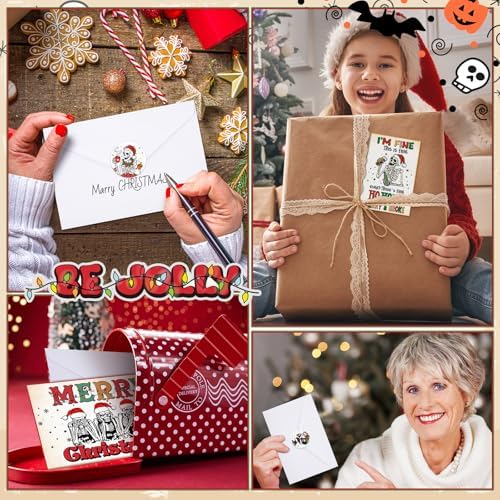 Motiskyy 24 Set Funny Christmas Cards with Envelopes, Goth Xmas Postcards