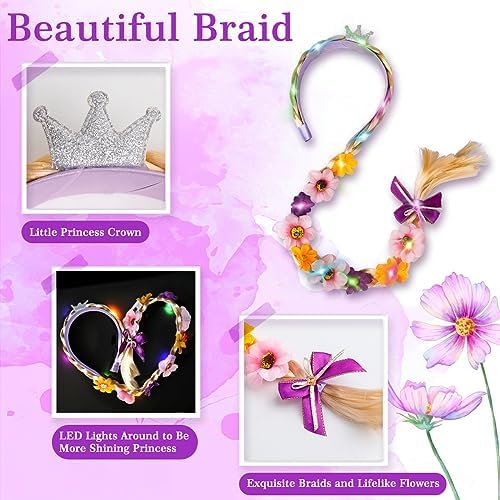 Meland Light Up Princess Dress for Girls Ages 3-10, Dress Up Toy Gift Set