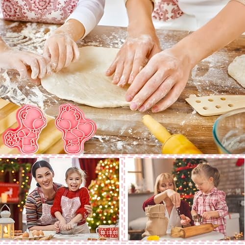 BESEK Valentine's Day Cookie Cutters: With Plunger Stamps Set, 8pcs 3D Embossing Cutters For Biscuit Fondant Cheese Baking Molds