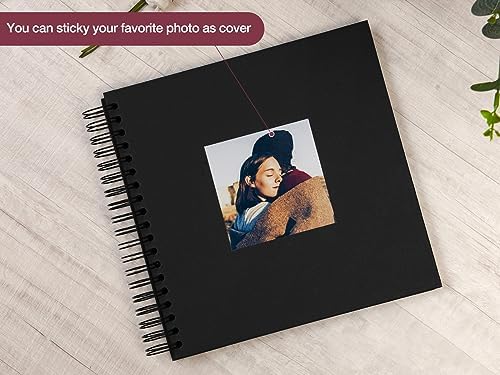 potricher 10 x 10 Inch DIY Scrapbook Photo Album 80 Pages, Black