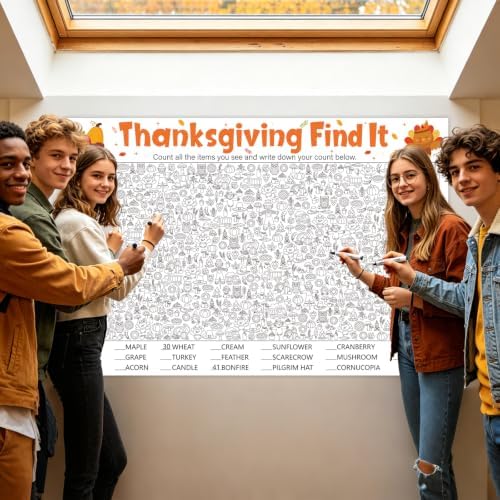 Giant Thanksgiving Word Pattern Find It Game for Family Office Large Group