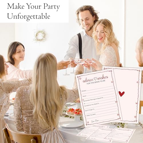 Wedding Advice & Wishes Cards for Mr and Mrs, 30 Pink Double-Sided Advice Cards for Guests, Engagement Party, Bridal Shower, Wedding Reception & Newlyweds Party Decorations & Supplies