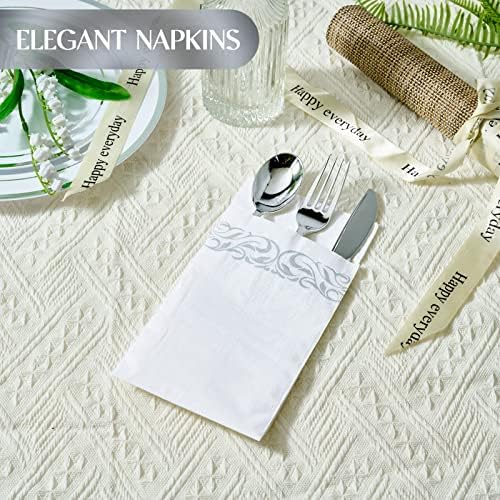 Vplus 200 Pack Paper Napkins, Soft Dinner Napkins, 3 Ply, Silver