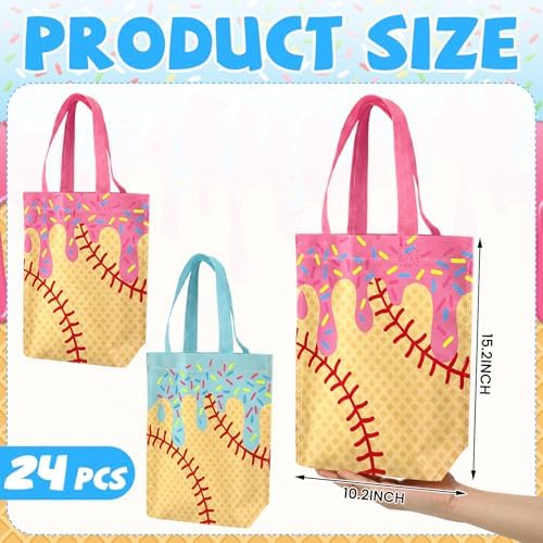Hosuly 24 Pcs Baseball Ice Cream Drip Gift Bags Bulk 15.2 x 10.2 in