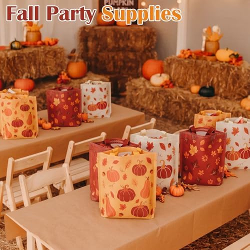 Hosuly 24 Pcs Thanksgiving Tote Bags Fall Pumpkin Gift Bags Bulk
