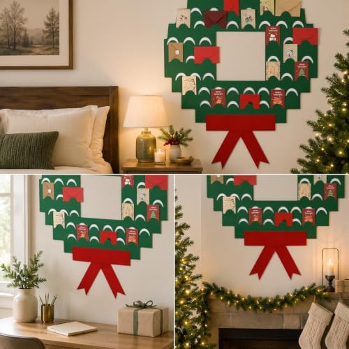 Jetec Christmas Card Holder Felt Christmas Wreath Card Display