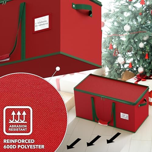 Simple Houseware 128 Christmas Ornament Storage Box with Adjustable Divider