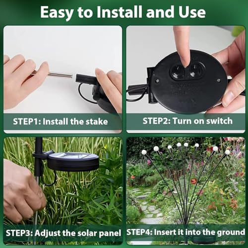 6 Pack Solar Garden Lights Outdoor Waterproof Firefly Lights Warm White