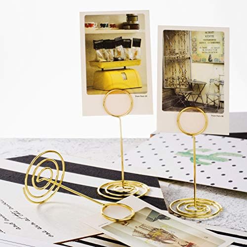 TecUnite 24 pcs 3.35 Inch Picture Clips Table Place Photos Card Holder Gold