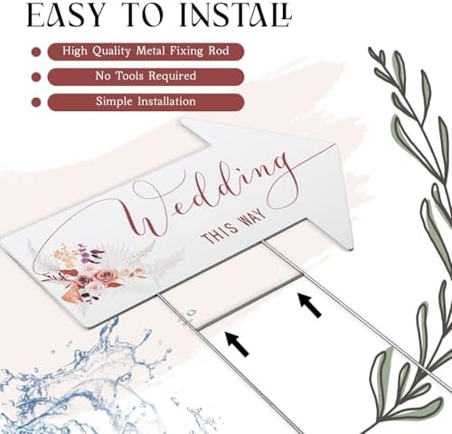 Wenqik 6 Pack Wedding Directional Arrow Signs with Stakes(Elegant Boho)