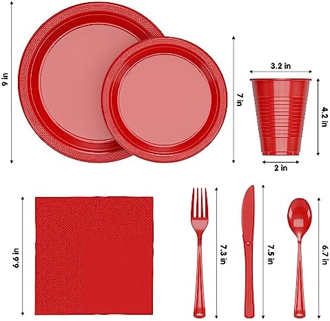 Exquisite 350 Pcs Red Plates and Napkins Party Supplies Plate Sets