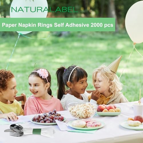 NATURALABEL Self-Adhesive Napkin Bands, Pack of 2,000, Assorted