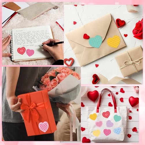 500 Heart Stickers Roll, 8 Colors, Writable Self-Adhesive Labels