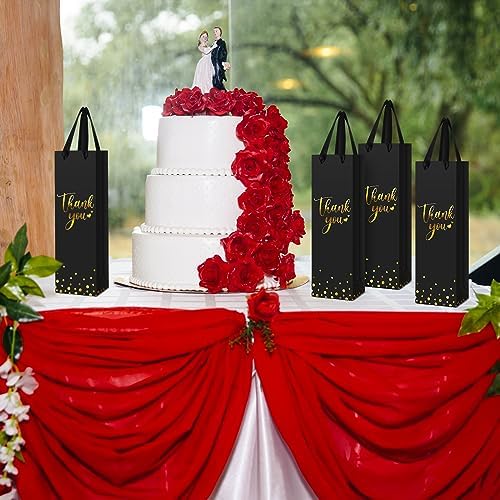 Ctosree 30 Pcs Wine Bottle Gift Bags with Handle, Thank You,Black