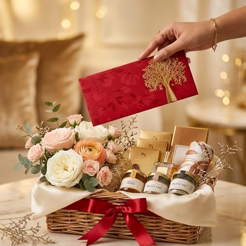 LoveNspire Money Envelopes (7.5 x 3.5 Inch) Decorative Tree of Life Pattern Shagun Lifafa for Indian Wedding, Birthday | Cash Gift Holder & Home Savings Organizer Pack of 50