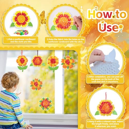 Fennoral 24 Pack Sunflower Craft Kit for Kids Make You Own Sunflower Poke in Art and Crafts DIY for Boys Girls Classroom Activities Spring Summer Birthday Party Decoration